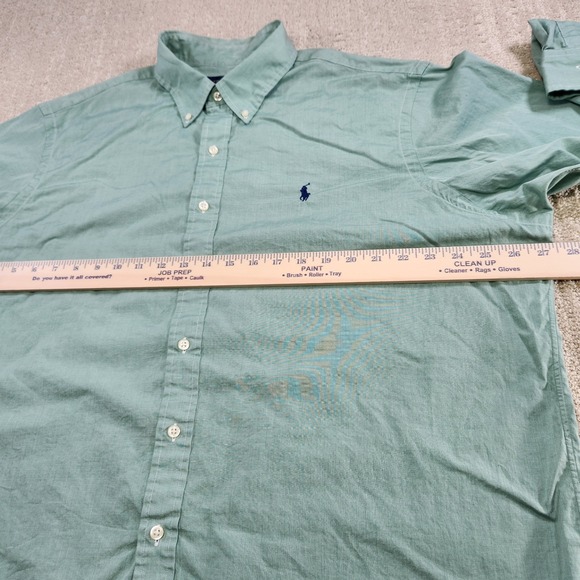 Polo Ralph Lauren Shirt Men XXL Green Lightweight Poplin Button Down Wealth Pony - Picture 5 of 9